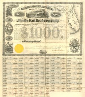 Florida Rail Road Co. - $1000 Bond